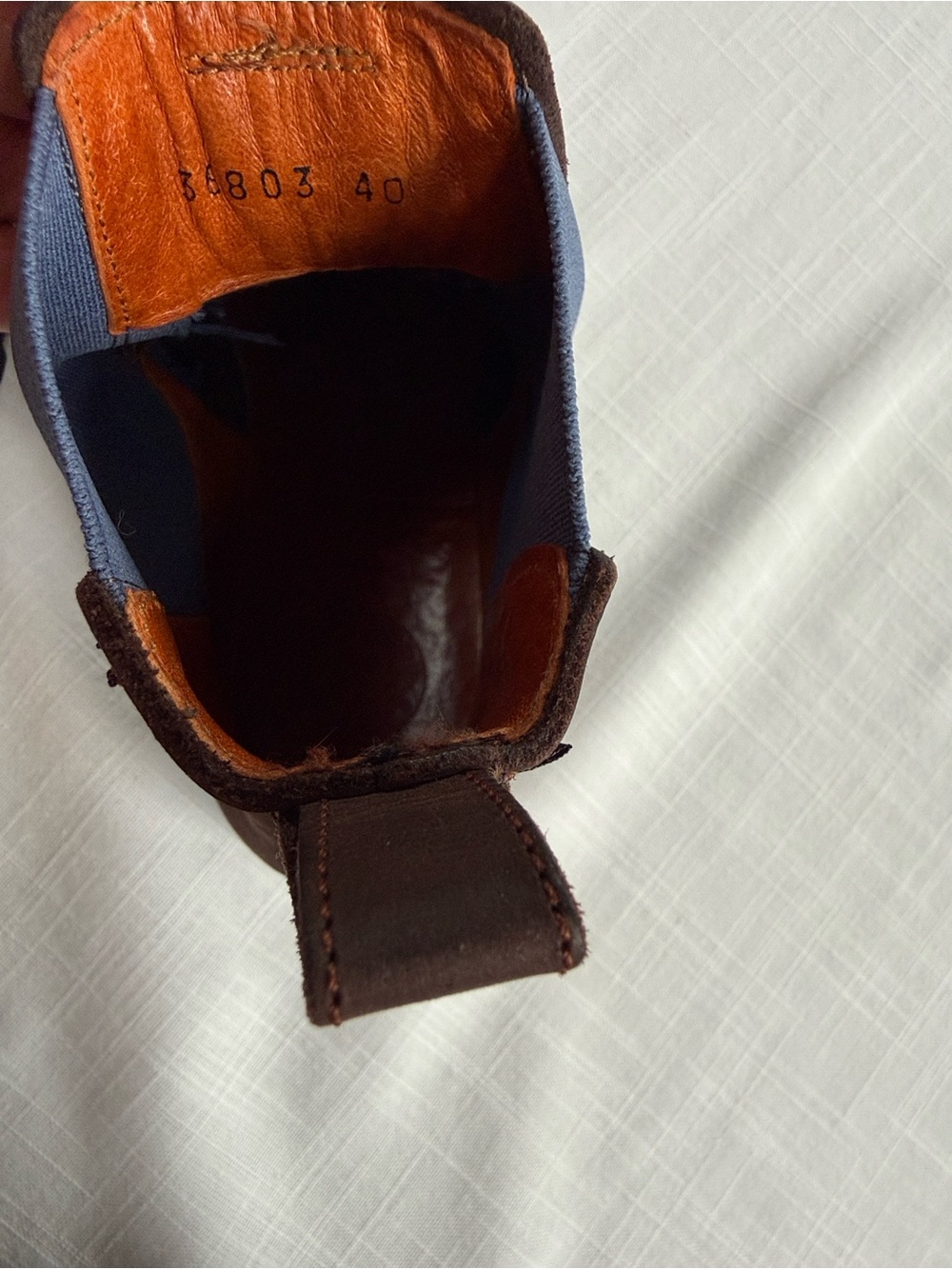 Penelope Chilvers women Brown Leather Chelsea Boot with Navy Elastic - Picture 8 of 10